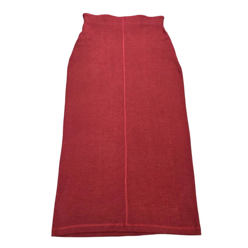 Vintage Nipon Studio Knit Column Midi Skirt Women's Size M Burgundy Wool Blend‎
